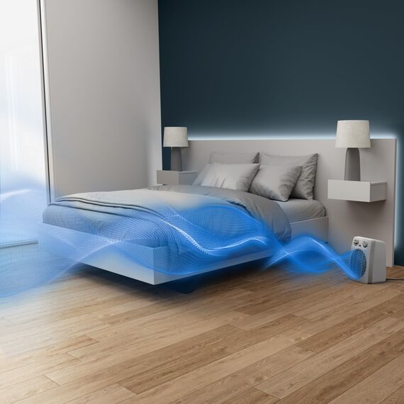 Rowenta Compact Power Heizlüfter, 2 Leistungsstufen, kompakte Abmessungen, Thermostat, Kühlstufe, Tragegriff, Grau, SO2212F0, Hellgrau