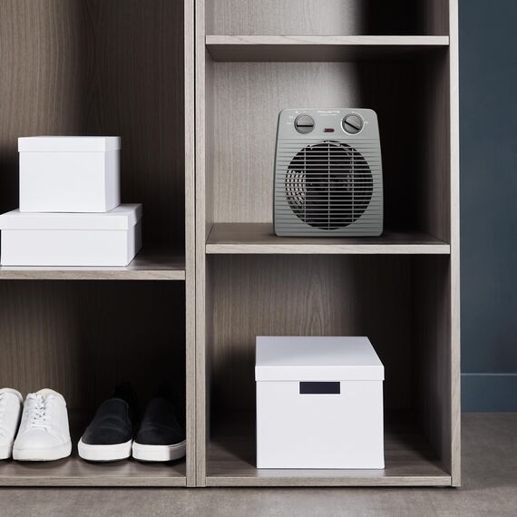 Rowenta Compact Power Heizlüfter, 2 Leistungsstufen, kompakte Abmessungen, Thermostat, Kühlstufe, Tragegriff, Grau, SO2212F0, Hellgrau