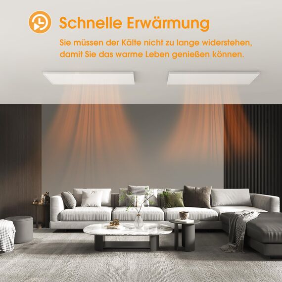 Deckenheizung Infrarot mit Thermostat Fernbedienung, Infrarotheizung Deckenmontage, Elektroheizung Deckenheizstrahler Heizkörper Heizpaneel, Infrarotheizstrahler Energiesparend, 400 Watt - 59,5x59,5cm