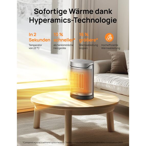 DREO Keramikheizung 318,1500 W, elektrische Heizungen für Schlafzimmer,freistehend,Überhitzungs-und Kippschutz,einstellbarer Thermostat, Kindersicherung, Energieeinsparung 40%,leise,12-Stunden-Timer