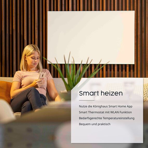 Könighaus Infrarot Wandheizung 800 Watt inkl. Thermostat - Infrarotheizung mit TÜV SÜD & 5 Jahren Garantie - Doppelter Überhitzungsschutz - Heizt Räume von bis zu 21 m² - Sofort einsatzbereit