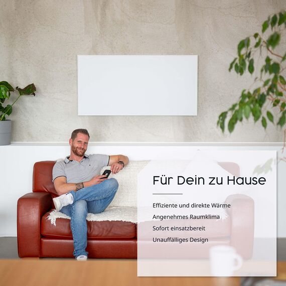 Könighaus Infrarot Wandheizung 1200 Watt inkl. Thermostat - Infrarotheizung mit TÜV SÜD & 5 Jahren Garantie - Doppelter Überhitzungsschutz - Heizt Räume von bis zu 29 m² - Sofort einsatzbereit