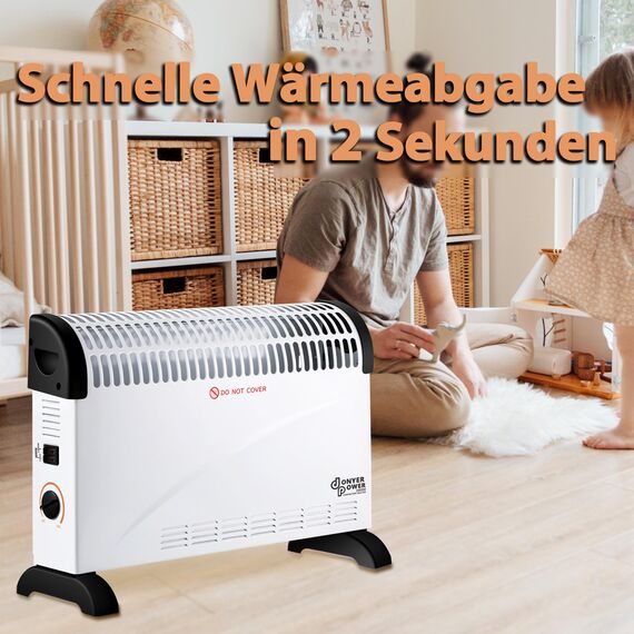 DONYER POWER Konvektor-Heizkörper 2000W Raumheizung mit Einstellbarem Thermostat Nicht Vorjähriges Inventar