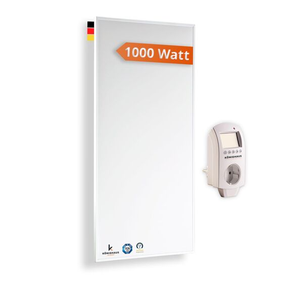 Könighaus Infrarotheizung - 1000 Watt - Eco Modell - Energiesparende Infrarot Wandheizung - TÜV SÜD - Elektroheizung mit Überhitzungsschutz - inkl. Smart Thermostat