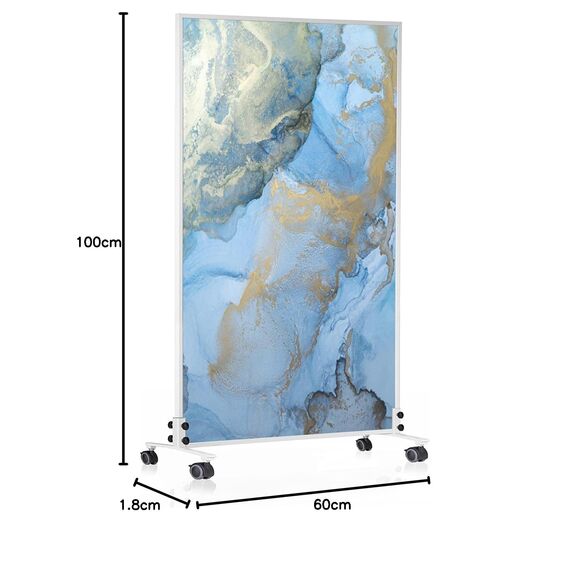 Könighaus Bild Infrarotheizung Standgerät - 600 Watt - Energiesparend = wärmt innerhalb von 2 Minuten - mit Standfüßen & Thermostat - mobile Standheizung - Echter Hingucker mit Motiv: Marmor