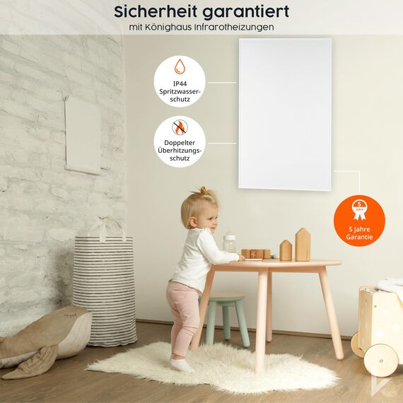 Könighaus Bild Infrarotheizung Standgerät - 600 Watt - Energiesparend = wärmt innerhalb von 2 Minuten - mit Standfüßen & Thermostat - mobile Standheizung - Echter Hingucker mit Motiv: Sonnenaufgang