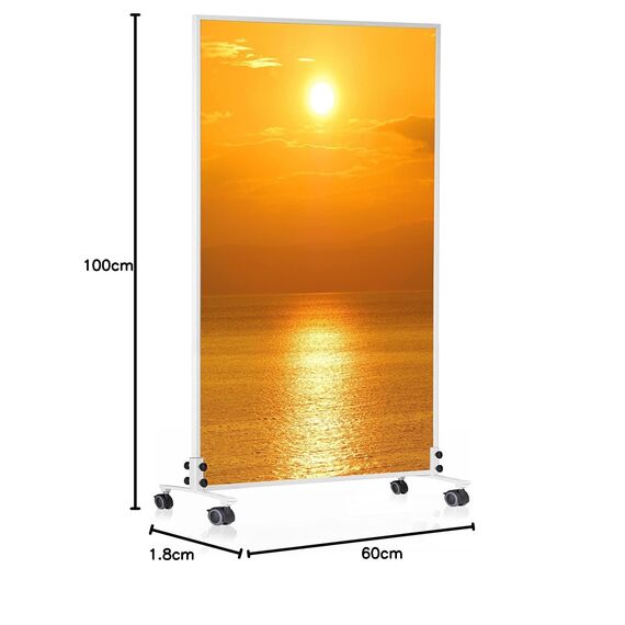 Könighaus Bild Infrarotheizung Standgerät - 800 Watt - Energiesparend = wärmt innerhalb von 2 Minuten - mit Standfüßen & Thermostat - mobile Standheizung - Echter Hingucker mit Motiv: Sonnenaufgang