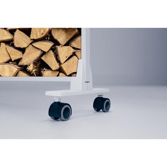 Könighaus Bild Infrarotheizung Standgerät - 1000 Watt - Energiesparend = wärmt innerhalb von 2 Minuten - mit Standfüßen & Thermostat - mobile Standheizung - Echter Hingucker mit Motiv: Holzstapel