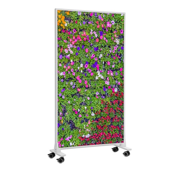 Könighaus Bild Infrarotheizung Standgerät - 1000 Watt - Energiesparend = wärmt innerhalb von 2 Minuten - mit Standfüßen & Thermostat - mobile Standheizung - Echter Hingucker mit Motiv: Blumenbeet
