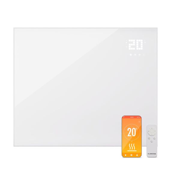 Klarstein Infrarotheizung mit Thermostat, 1200W Elektroheizung, Smart Home Bild-Infrarotheizung zur Wandmontage, IR mit App-Steuerung & Erkennung offener Fenster, Feuchtraum Heizkörper CO2-Frei