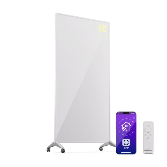 Klarstein Infrarotheizung mit Thermostat, 1200W Elektroheizung, Smart Home Infrarotheizung zur Wandmontage, IR mit App-Steuerung & Erkennung Offener Fenster, Effizienter Feuchtraum Heizkörper CO2-Frei
