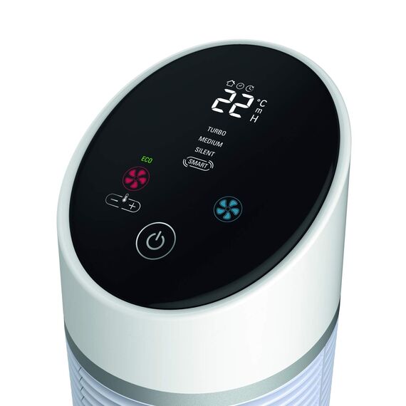 Rowenta 3-in-1 Turmventilator Silent Comfort, Heizlüfter, Ventilator und Luftfilter, 10 Stufen für jeden Bedarf, Eco-Heizmodus, Smart-Modus, Fernbedienung, Timer, Auto-Off, weiß, HQ8120