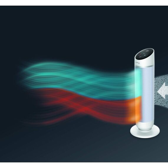 Rowenta 3-in-1 Turmventilator Silent Comfort, Heizlüfter, Ventilator und Luftfilter, 10 Stufen für jeden Bedarf, Eco-Heizmodus, Smart-Modus, Fernbedienung, Timer, Auto-Off, weiß, HQ8120