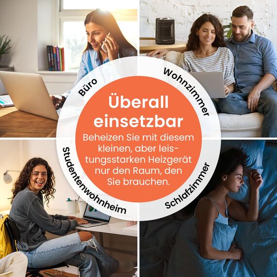Pro Breeze 1800W Mini Keramik Heizlüfter mit zwei Leistungsstufen, automatischer Oszillation & Kaltstufe für Bad, Wohnzimmer, Büro, Terrasse - Schwarz