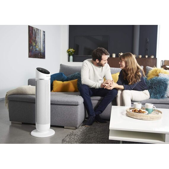 Rowenta 3-in-1 Turmventilator Silent Comfort, Heizlüfter, Ventilator und Luftfilter, 10 Stufen für jeden Bedarf, Eco-Heizmodus, Smart-Modus, Fernbedienung, Timer, Auto-Off, weiß, HQ8120