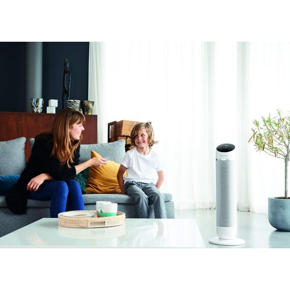 Rowenta 3-in-1 Turmventilator Silent Comfort, Heizlüfter, Ventilator und Luftfilter, 10 Stufen für jeden Bedarf, Eco-Heizmodus, Smart-Modus, Fernbedienung, Timer, Auto-Off, weiß, HQ8120