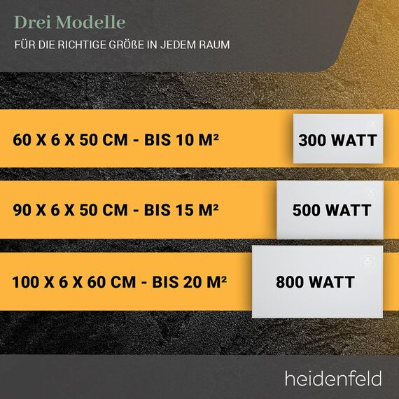 Heidenfeld Infrarotheizung HF-HP140 | 500 Watt bis 15 m² | 3in1 Steuerung via App | Fernbedienung | Touch-Bedienfeld | Mobile Elektroheizung | Infrarot Heizkörper mit Thermostat (HF-HP140 500 Watt)