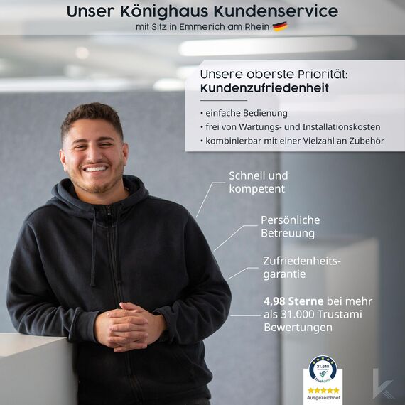 Könighaus Infrarotheizung Standgerät - 450 Watt - Energiesparend = wärmt innerhalb von 2 Minuten - Elektroheizung mit Standfüßen & Thermostat - mobile Standheizung mit Rollen - Deutscher Hersteller