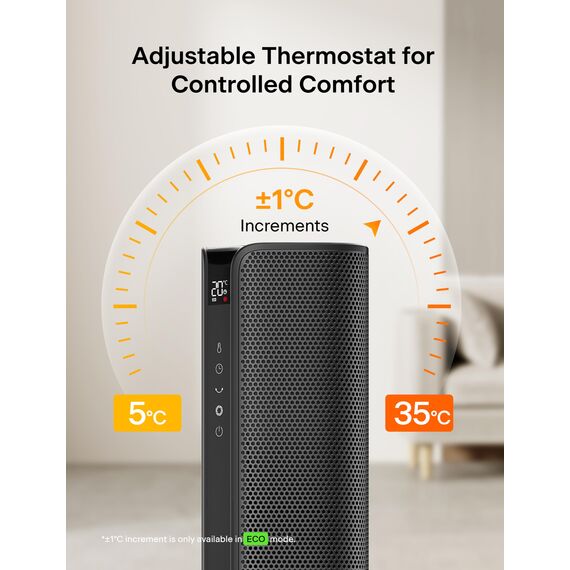 PELONIS Turmheizung Elektrischer Heizlüfter 2000W mit Fernbedienung, 2S Schnellheizung, 75° Oszillation, ECO Modus, Überhitzungs- & Kippschutz, Leise Keramikheizung für Schlafzimmer & Büro