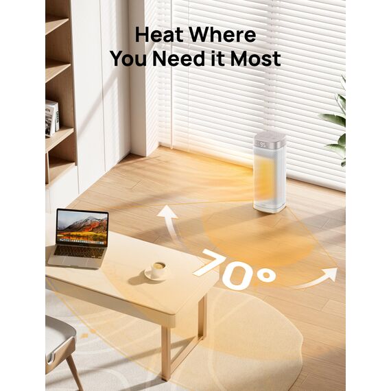 Dreo 16 Inch Electric Heater, Energy Efficient Space Heaters with Thermostat, 70° Oscillating Remote Control 3 Mode Tip-over & Overheat Protection, Silent Ceramic Fan Heater for Home