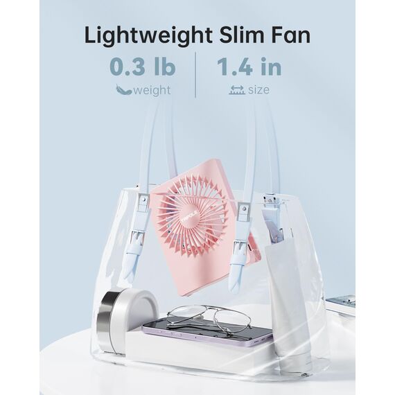 TriPole Schreibtisch Ventilator, 180° Tragbar mit 3-Geschwindigkeits USB, Ultradünner Mini für Home Office Reisegeschenke für Frauen Männer, Batteriebetrieben, Rosa