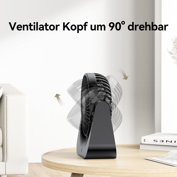VOXON USB Tischventilator, Mini Ventilator mit 5 Geschwindigkeiten, Ventilator Leise, Usb Fan Klein mit 1,5M Langem Kabel, Tragbarer Usb Lüfter für Desktop Büro Zuhause Schlafzimmer, KEINE BATTERIE