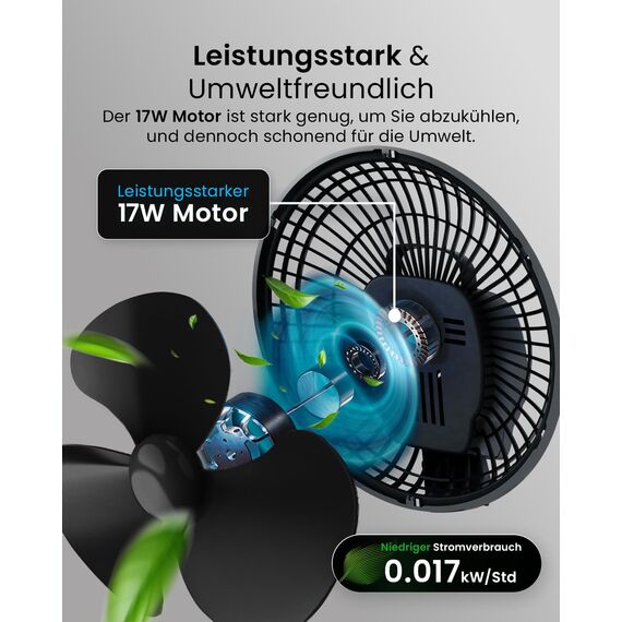Pro Breeze Mini Ventilator mit Clip, 20 cm Durchmesser, 2 Geschwindigkeitsstufen, stabiler Clip - Ventilator leise, ideal als Tischventilator am Schreibtisch, für Growbox, Zuhause im Schlafzimmer