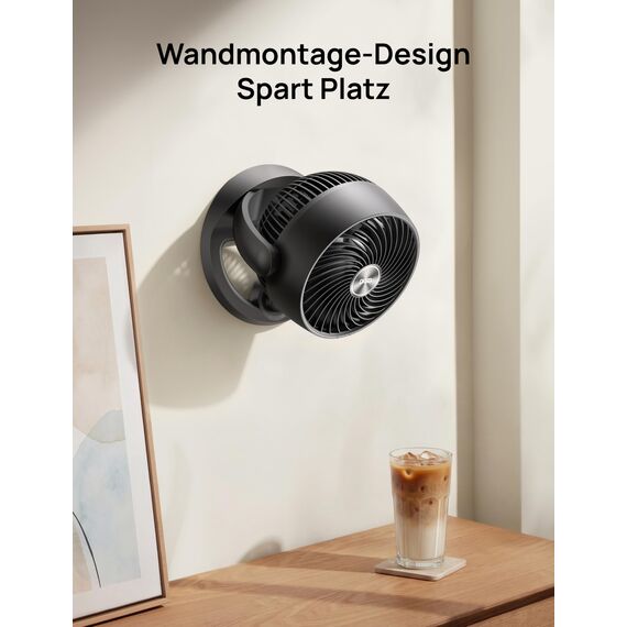 Dreo 28dB leiser Tischventilator, 30cm hoher Ventilator mit Kühlung, 3 Geschwindigkeiten 21m Luftstrom, 120° verstellbar Neigungswinkel Turbo-Luftzirkulator, tragbarer Lüfter für Schlafzimmer, Schwarz