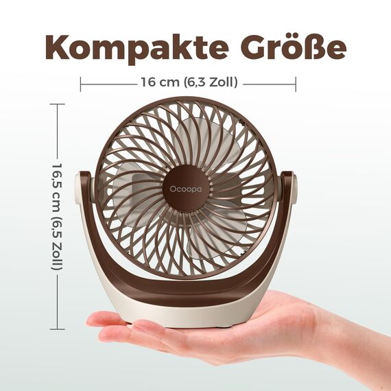 OCOOPA USB Ventilator, Ventilator klein Tischventilator mit starkem Luftstrom und Leise Betrieb 3 Geschwindigkeiten, 360 ° Drehbarer Kopf, Einfach zu Tragen für Büro, Zuhause und im Freien