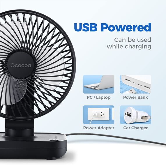 OCOOPA USB Ventilator - Ultra leise, 4 Geschwindigkeiten, leicht zu reinigen, sicher & langlebig, kompakt und tragbar