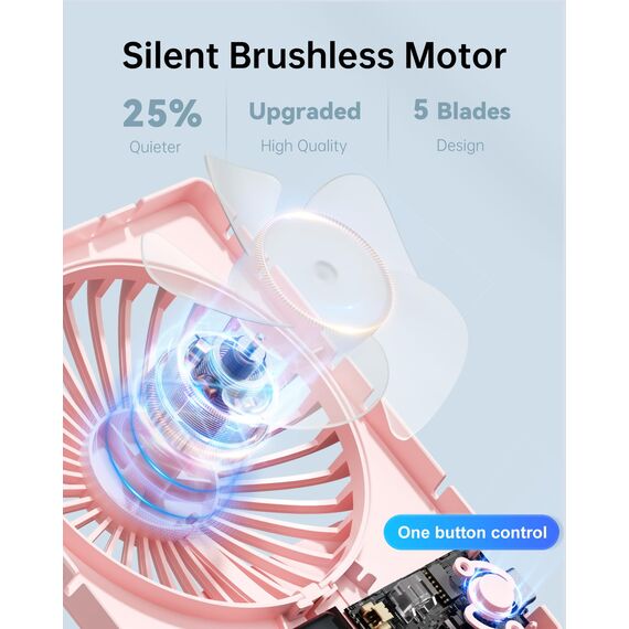TriPole Schreibtisch Ventilator, 180° Tragbar mit 3-Geschwindigkeits USB, Ultradünner Mini für Home Office Reisegeschenke für Frauen Männer, Batteriebetrieben, Rosa