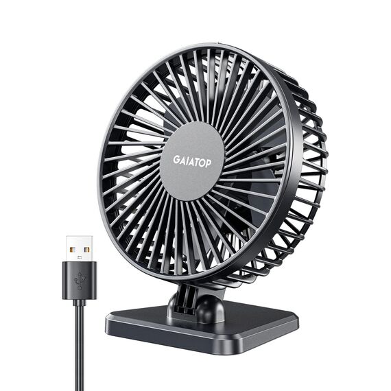 Gaiatop USB-Schreibtischventilator, klein, aber leistungsstark, tragbar, leise, 3 Geschwindigkeiten, Mini-Ventilator für bessere Kühlung, Home Office Auto Indoor Outdoor (schwarz)