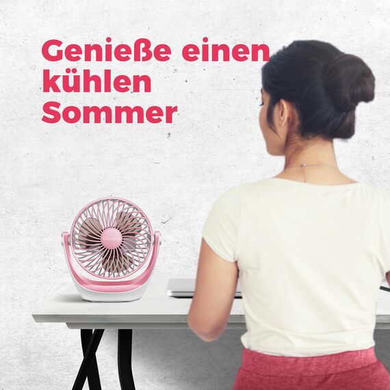 OCOOPA USB Ventilator, Ventilator klein Tischventilator mit starkem Luftstrom und Leise Betrieb 3 Geschwindigkeiten, 360 ° Drehbarer Kopf, Einfach zu Tragen für Büro, Zuhause und im Freien