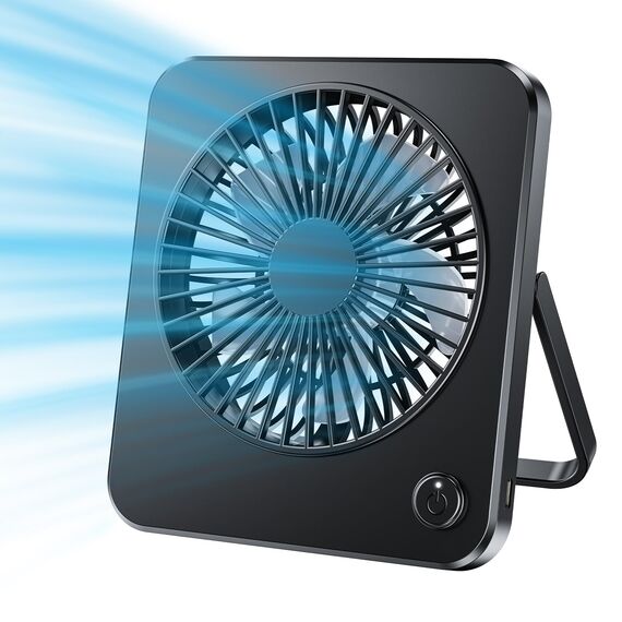 USB Mini Ventilator, Tischventilator Sehr Leise mit 3 Starker Geschwindigkeiten,Tragbarer Lüfte Keine Batterie mit 1.2m Kabel für Büro,Schlafzimmer,Wohnzimmer,Camping - Schwarz