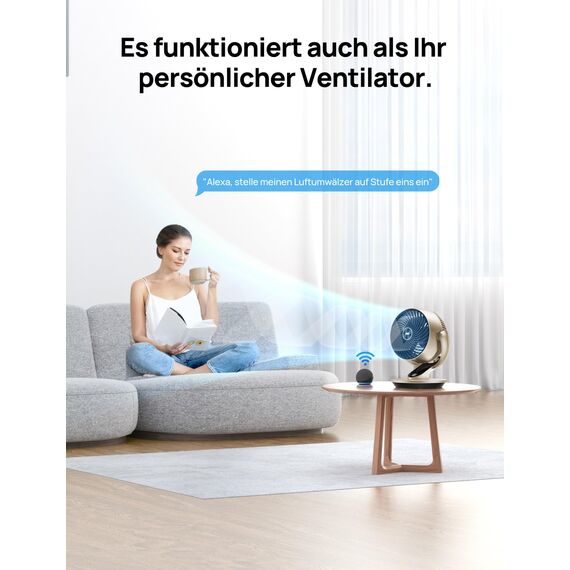 Dreo 28dB Leiser Smart Tischventilator für Schlafzimmer Büro, Ventilator mit Fernbedienung Kühlung 21M Windentfernung 4-Geschwindigstufe 5 Modi 12H Timer 90° Auto 120° Manuell oszillierend, Lynx S