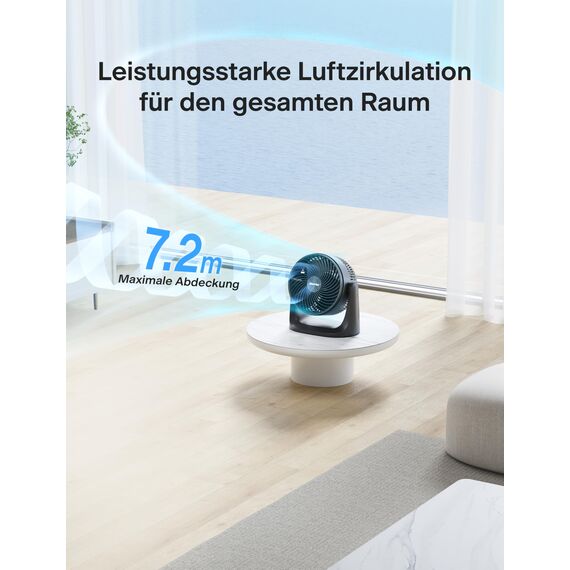 PELONIS 3 stufiger Luftzirkulationsventilator 18 cm Kompakt Tischventilator mit 100° Neigung, Leiser Betrieb für Schlafzimmer & Büro Energieeffizienter Schwarz Ventilator