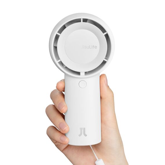 JISULIFE Turbo Handventilator Akku [16 Stunden Lange Arbeitszeit] 4000mAh Tragbarer Mini Ventilator USB Wiederaufladbarer mit 5 Geschwindigkeiten für Reisen/Draußen/Zuhause/Büro - Weiß