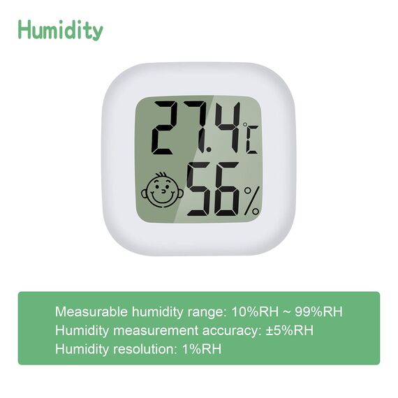 PAIRIER Mini LCD Digital Thermometer Hygrometer Innen Thermo-Hygrometer Feuchtigkeitsmesser Gauge für Babyzimmer Wohnzimmer Büro Kühlschrank