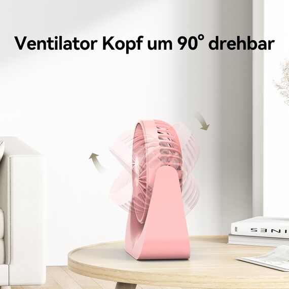 VOXON USB Tischventilator, Mini Ventilator mit 5 Geschwindigkeiten, Ventilator Leise, Usb Fan Klein mit 1,5M Langem Kabel, Tragbarer Usb Lüfter für Desktop Büro Zuhause Schlafzimmer, KEINE BATTERIE