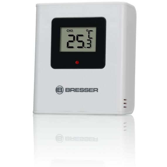 Bresser Wetterstation Funk mit Außensensor Meteo Temp, Thermometer mit Temperaturanzeige für Innen- und Außen, Wettervorhersage, mit ausklappbarem Standfuß und Wandhalterung, silber