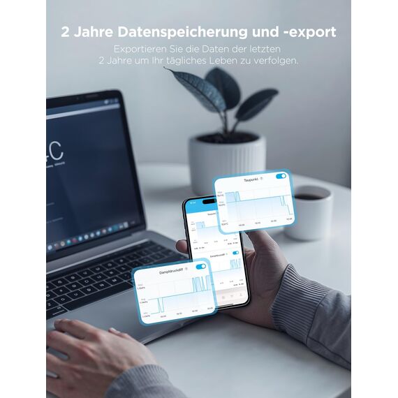 Govee Bluetooth Thermometer Hygrometer Innen, LCD Digital Temperatur luftfeuchtigkeitsmesser mit Benachrichtigungs Alarm, Präzise Thermo-Hygrometer mit APP, Datenspeicherung für Gewächshaus Weinkeller