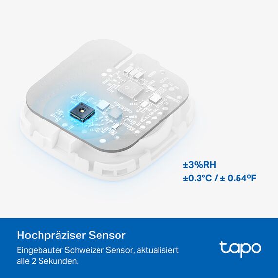 TP-Link Tapo T310 Smart Temperatur & Luftfeuchtigkeitsmonitor, kostenlose Datenspeicherung,visuelle Grafiken,Flexible Installation,App-Benachrichtigungen, Hub H100 erforderlich