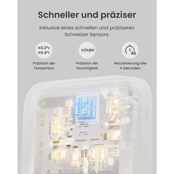 SwitchBot Thermometer Hygrometer Innen, Bluetooth Hygrometer Digital Temperatur Feuchtigkeit Sensor mit APP & Datenspeicherung, Taupunkt/VPD/Absolute Feuchtigkeitssensor