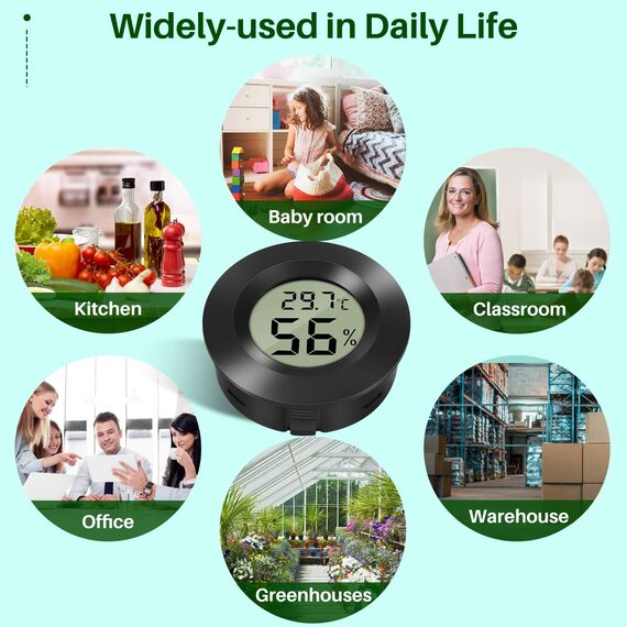 Thlevel Digital Hygrometer Thermometer Mini Temperatur Luftfeuchtigkeitsmesser für Innenraum Gewächshaus Wohnzimmer 3 Stücke
