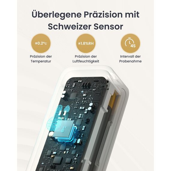SwitchBot WLAN Hygrometer Thermometer Innen Außen 3er-Pack mit Hub Mini Matter, IP65 Wasserdichter Temperatur- und Feuchtigkeitssensor mit App Benachrichtigung und kostenlose Datenspeicherung