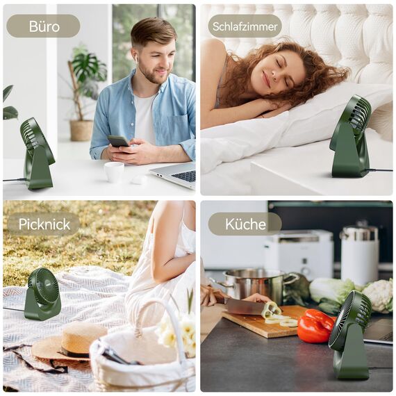 VOXON USB Tischventilator, Mini Ventilator mit 5 Geschwindigkeiten, Ventilator Leise, Usb Fan Klein mit 1,5M Langem Kabel, Tragbarer Usb Lüfter für Desktop Büro Zuhause Schlafzimmer, KEINE BATTERIE