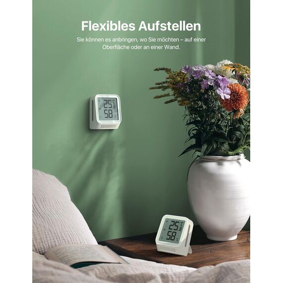 X-Sense 3 Stück WLAN Thermometer Hygrometer Innen mit X-Sense App, Mini Digital Raumthermometer, Angepasster Komfortbereich, Smiley-Indikator, kompatibel mit Alexa, erfordert Basisstation SBS50