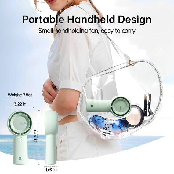 JISULIFE Turbo Handventilator Akku [16 Stunden Lange Arbeitszeit] 4000mAh Tragbarer Mini Ventilator USB Wiederaufladbarer mit 5 Geschwindigkeiten für Reisen/Draußen/Zuhause/Büro - Braun