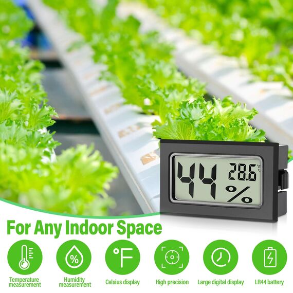 Sprifityy 8 Stück Mini Hygrometer Digital, Hygrometer Mini mit Celsius -50°C~+70°C, Luftfeuchtigkeitsmesser Inklusive Batterien, Moderne Messtechnik, Thermo Hygrometer für Innenräume (Schwarz)