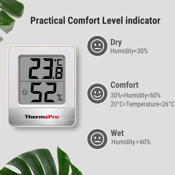ThermoPro TP49-6 Kleines digitales Hygrometer, Innenthermometer, Raumthermometer, Temperaturmonitor und Feuchtigkeitsmesser für den Komfort des Büros zu Hause, Reptilienthermometer, 6 Stück